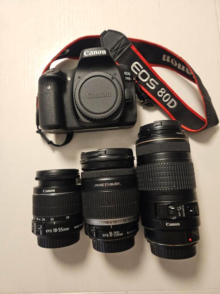 Canon EOS 80D + 4 lenzen, accessoires - Complete set!, Audio, Tv en Foto, Fotocamera's Digitaal, Zo goed als nieuw, Spiegelreflex