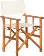 Regisseursstoel  acaciahout + wit stof NIEUW, Hout, Wit, Nieuw, Ophalen of Verzenden