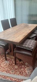 Massief eikenhouten kloostertafel inclusief 6 mooie stoelen, Huis en Inrichting, Ophalen of Verzenden, Gebruikt