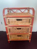 Rotan Kastje met 3 lades, Huis en Inrichting, Kasten | Ladekasten, Ophalen, Overige materialen, Minder dan 50 cm, Gebruikt