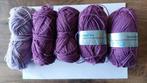 4 bol paarse wol en 1 lila bol, Hobby en Vrije tijd, Breien en Haken, Nieuw, Breien of Haken, Ophalen of Verzenden, Naald