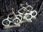 Keramieke beeldjes, gezin op de fiets,wit /zilver, Ophalen