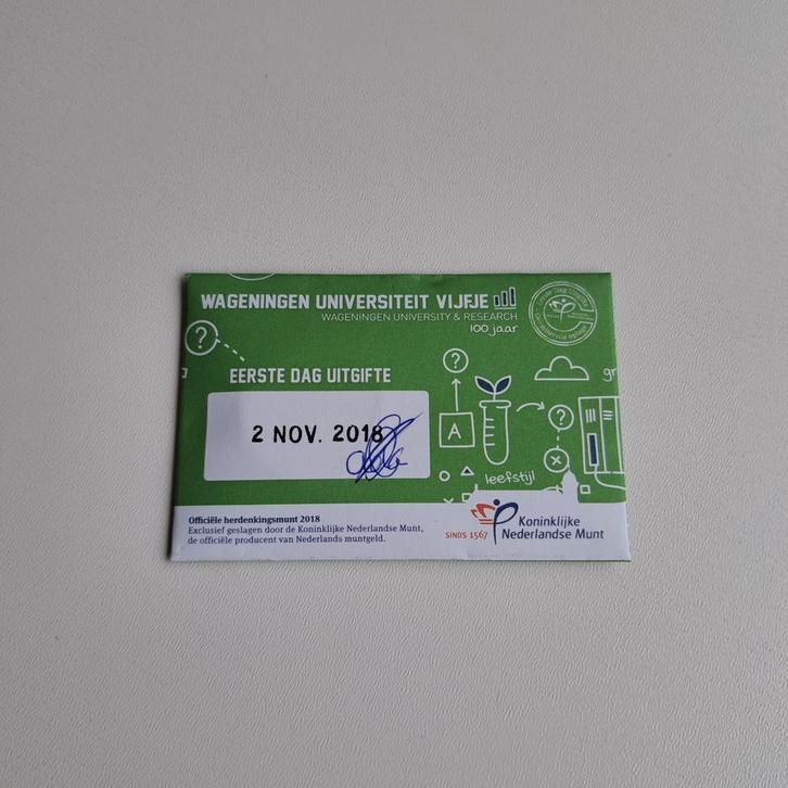 Wageningen Universiteit Vijfje 2018 - Eerste Dag Uitgifte, Postzegels en Munten, Munten | Nederland, Losse munt, Euro's, Ophalen of Verzenden