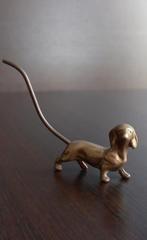 Vintage teckelringhouder uit de jaren 60, bronzen hondenscul, Ophalen of Verzenden, Brons