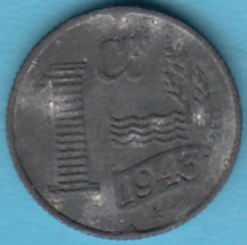 Nederland 1 cent 1943 Wilhelmina zink, Sch. 1041  beschikbaar voor biedingen