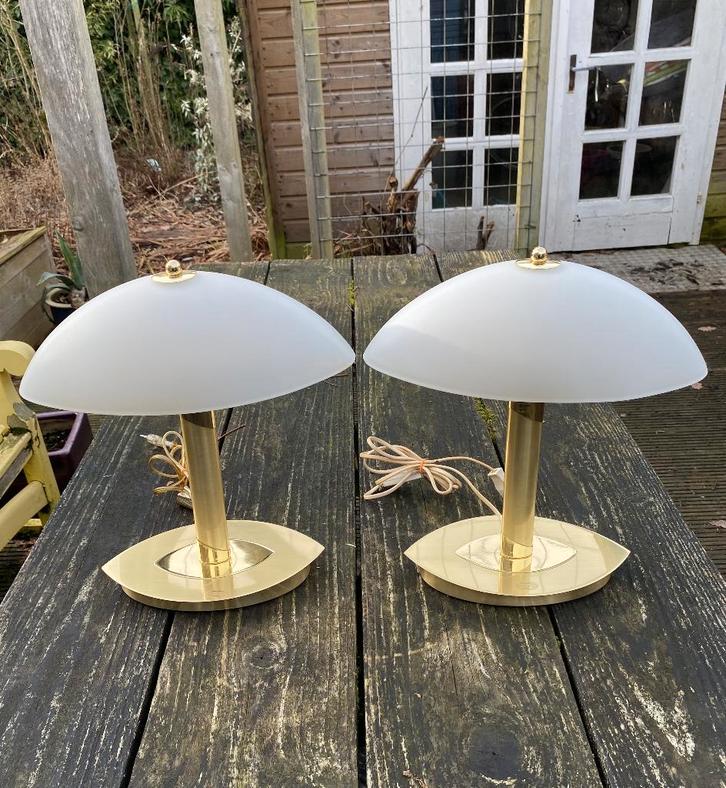 2x Leuke Wofi Lamp - vintage design Leuchten messing, Huis en Inrichting, Lampen | Tafellampen, Zo goed als nieuw, Minder dan 50 cm
