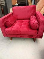 Rode Velvet Bank & Fauteuil Set, Huis en Inrichting, Fauteuils, ., Ophalen of Verzenden, Zo goed als nieuw, .