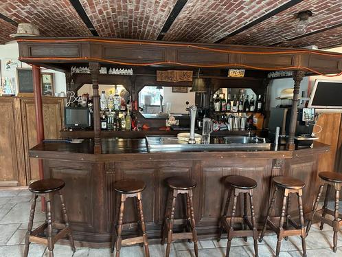 Bruin cafe bar compleet met 10 krukken, Huis en Inrichting, Barren, Gebruikt, Ophalen