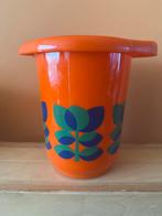 Vintage retro 70 Emsa Maatbeker Kom Oranje met groen, blauw., Huis en Inrichting, Emmers, Ophalen, Gebruikt, Kunststof, Met deksel