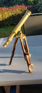 Antieke Messing Telescoop op Houten Driepoot, Antiek en Kunst, Ophalen