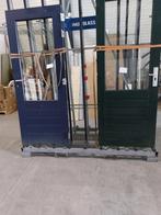 Hardhouten achterdeur met dubbelglas ( 2 stuks ), Ophalen of Verzenden, Gebruikt, Buitendeur, 200 tot 215 cm