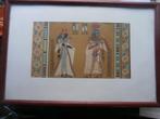 Exotische prent    Egyptische Farao en gemalin, Verzamelen, Foto's en Prenten, Ophalen, Voor 1940, Gebruikt, Overige onderwerpen