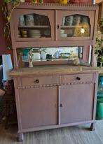 Oude, unieke servieskast - opgeknapt!, Ophalen, Gebruikt, Glas, Vintage