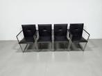 4x arco frame zwar leer, Huis en Inrichting, Stoelen, Zwart, Leer, Ophalen of Verzenden, Zo goed als nieuw