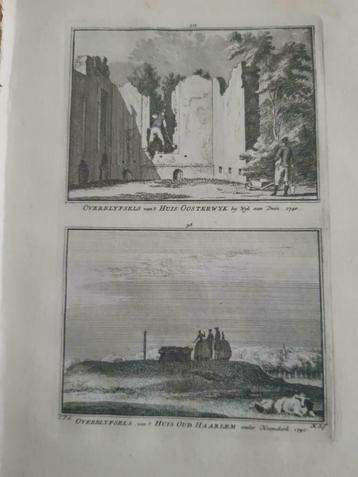317-318*/ kopergravure 1752 huis Oosterwijk + Oud Haarlem beschikbaar voor biedingen