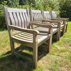 Massieve Teakhouten 2x4 stuks blokstoelen, merk PUURTEAK., Ophalen of Verzenden, Zo goed als nieuw