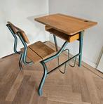 Vintage Frans schoolbankje, bureau, Ophalen, Gebruikt, Bureau