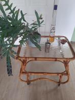 Vintage rotan serveerwagen barkar bar cart trolley, Ophalen, Gebruikt, 50 tot 100 cm, Overige materialen