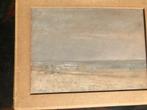 strandgezicht strandstoelen gouache, Ophalen of Verzenden
