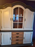 Stevige houten kast – veel opbergruimte - zelf geschilderd, Ophalen, Gebruikt, Met deur(en), Glas