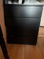Zwarte ikea Malm kast, Ophalen, 50 tot 100 cm, 3 of 4 laden, Minder dan 100 cm