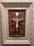 Schilderij  kruis met Jezus achter glas, Antiek en Kunst, Ophalen