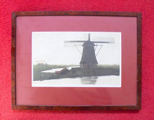 Tjeerd Bottema.1884-1978.Molen bij Watergraafsmeer., Antiek en Kunst, Kunst | Etsen en Gravures, Ophalen