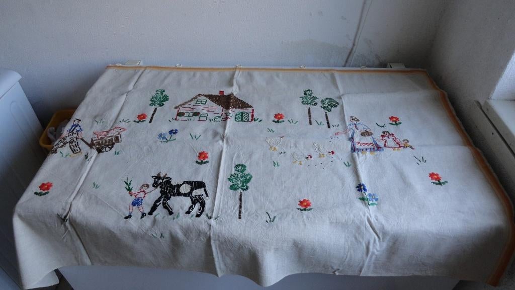 Wandkleedje, ouderwets, geborduurd kinderkamer boerderij, Ophalen of Verzenden