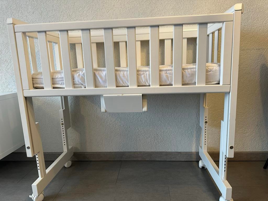 Co-sleeper/cosleeper/wieg Troll 90x40 wit houden op wielen, Ophalen of Verzenden, Gebruikt, Wieg