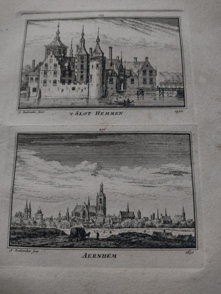 275/276 Hemmen en Arnhem Kopergravure 18e Eeuw dl 3, Antiek en Kunst, Kunst | Etsen en Gravures, Ophalen of Verzenden
