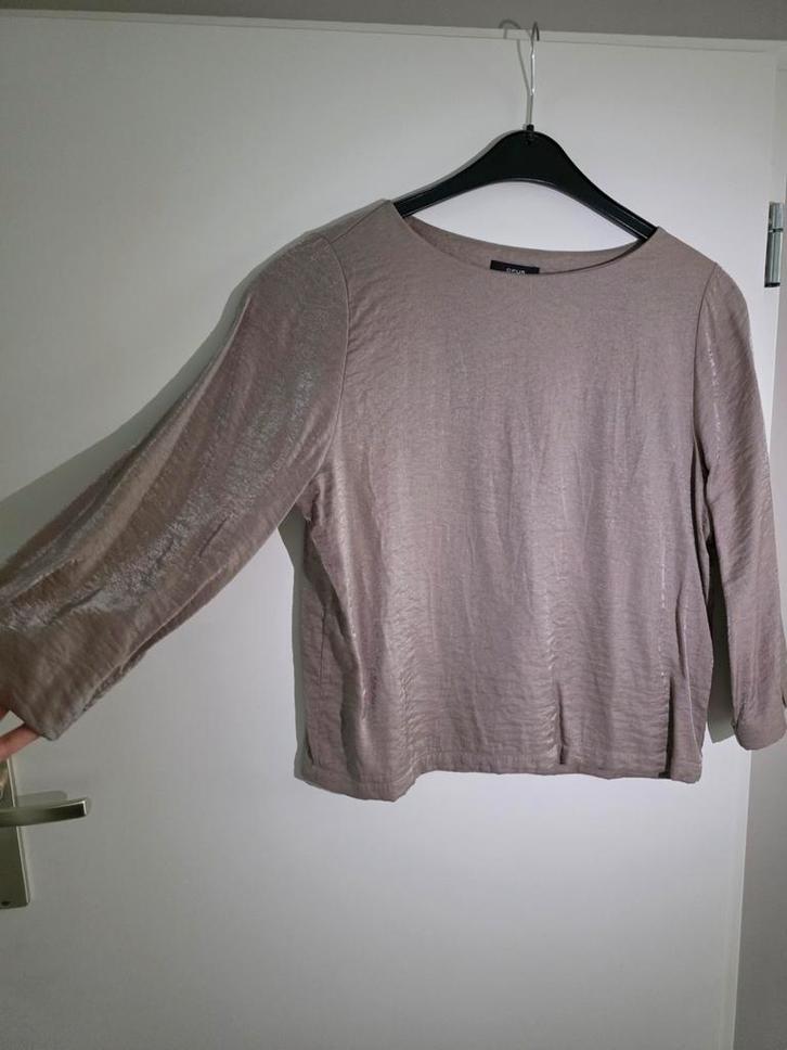 Opus Flixi Blouse,  taupe zilver, Kleding | Dames, Blouses en Tunieken, Zo goed als nieuw, Maat 38/40 (M), Beige, Ophalen of Verzenden