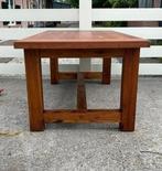 Grote massieve robuuste brutalistiche teakhouten eettafel, Ophalen, 100 tot 150 cm, Teakhout, 200 cm of meer