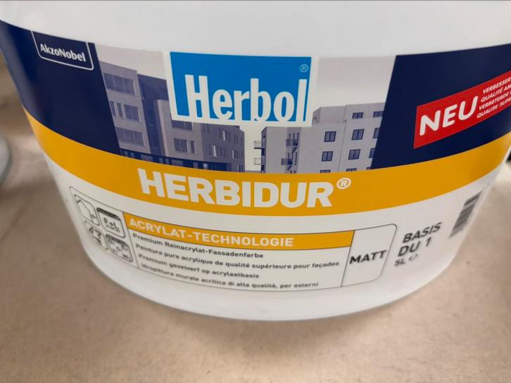 Herbol Herbidur ral 9002, grijswitte muurverf 5liter, Hobby en Vrije tijd, Schilderen, Nieuw, Acrylverf, Ophalen