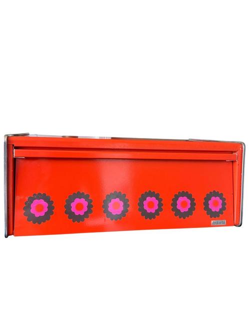 Retro Brabantia Broodtrommel – Oranje met Bloemenmotief, Huis en Inrichting, Keuken | Keukenbenodigdheden, Zo goed als nieuw, Ophalen of Verzenden