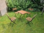 Bistro tuinset teakhout, Tuin en Terras, Tuinsets en Loungesets, Ophalen, Zo goed als nieuw, Teakhout, Stoel