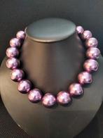 Vintage groot parel paars ketting, Sieraden, Tassen en Uiterlijk, Kettingen, Verzenden, Zo goed als nieuw, Paars, Kunststof