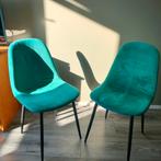 Twee stoelen, turquoise velvet, Ophalen, Zo goed als nieuw, Twee