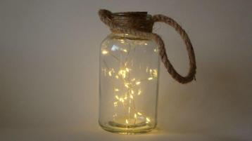 Fles met touw, kurk en 20 led-lampjes (21 cm) p/st. beschikbaar voor biedingen