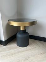 Bijzettafel met spiegelglas - zwart en goud, 50 tot 100 cm, 50 tot 75 cm, Rond, Ophalen of Verzenden