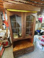 Oude deels eiken vitrinekast, Huis en Inrichting, Kasten | Vitrinekasten, Ophalen, Vintage, 50 tot 100 cm, 150 tot 200 cm