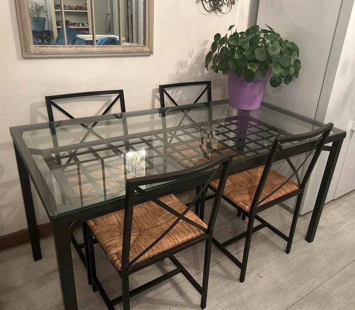 IKEA GRANÅS Eettafel met 4 stoelen, Huis en Inrichting, Tafels | Eettafels, Zo goed als nieuw, 50 tot 100 cm, 100 tot 150 cm, Vijf personen of meer