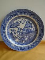 Antiek chinees bord blauw/wit Blue willow bord pagode China, Ophalen