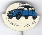 1964 Citroën 2 cv AZ blauw op blik auto speldje ( A_188 ), Verzamelen, Speldjes, Pins en Buttons, Verzenden, Zo goed als nieuw