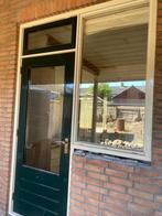 Hardhouten Buitendeur met Raam, Doe-het-zelf en Verbouw, Kozijnen en Schuifpuien, Ophalen of Verzenden, Gebruikt