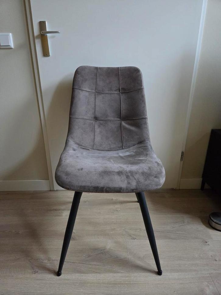 Eetkamerstoelen, Huis en Inrichting, Stoelen, Gebruikt, Vier, Metaal, Overige materialen, Grijs, Ophalen