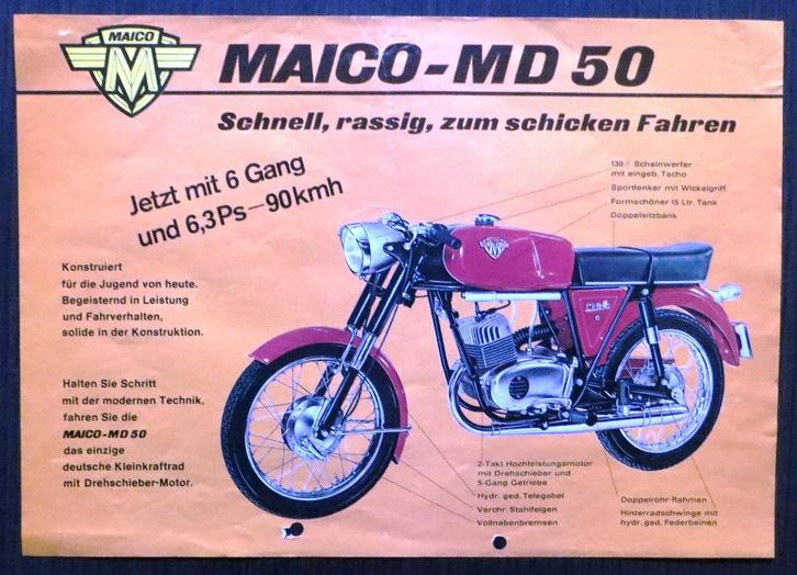 Folder MAICO MD50 - 1971 (Duits), Motoren, Handleidingen en Instructieboekjes, Overige merken, Verzenden