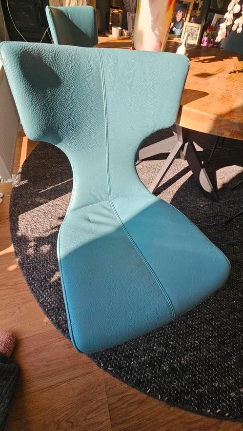 Callas Eetkamerstoelen Leolux, Huis en Inrichting, Stoelen, Zo goed als nieuw, Vier, Leer, Blauw, Ophalen