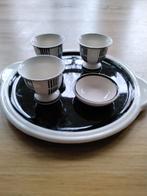 Vintage aardenwerk eierdopjes, zoutschaaltje+ plateau, Ophalen of Verzenden