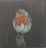 Schilderij roodborstje op gebruikt hout, Verzenden