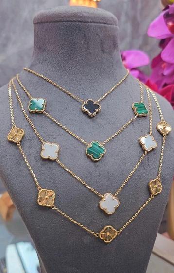 Van Cleef gouden 585 Clover ketting 1, 3 of 5 klavers Nieuw  beschikbaar voor biedingen